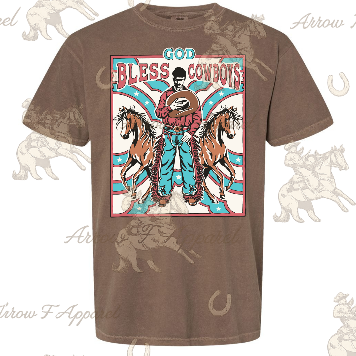 God Bless Cowboys| Western Graphic Tee(Espresso)