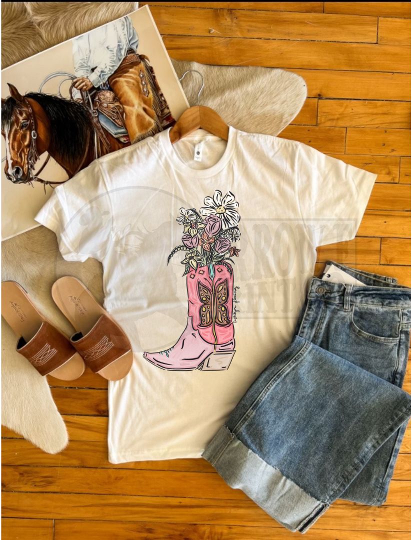 Floral Cowboy Boot S/S T-shirt
