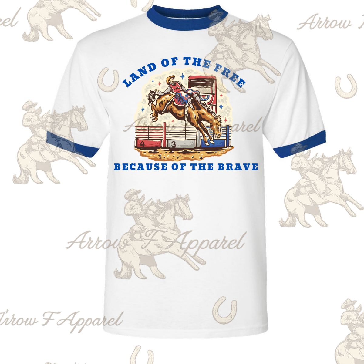 Land of the Free| Western Graphic Ringer Tee(blue)