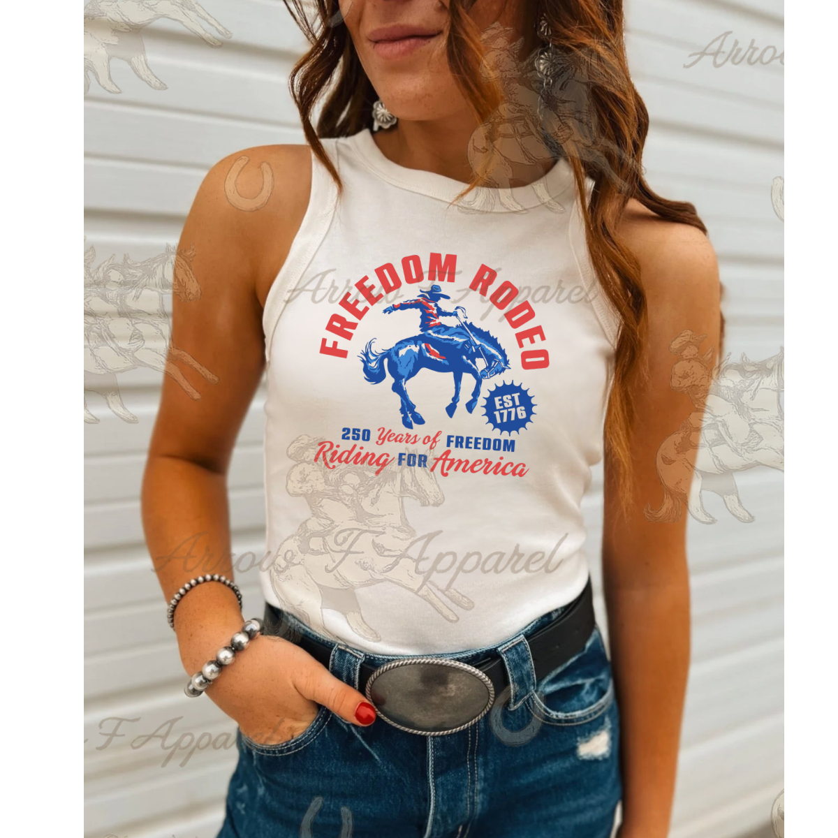 Riding for America| Western Graphic Cropped Tank