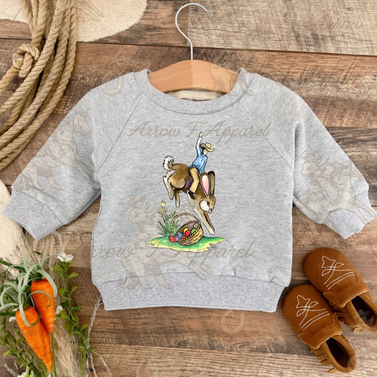 Buckin Bunny | Western Graphic Sweatshirt (Grey)(Toddler/Youth)