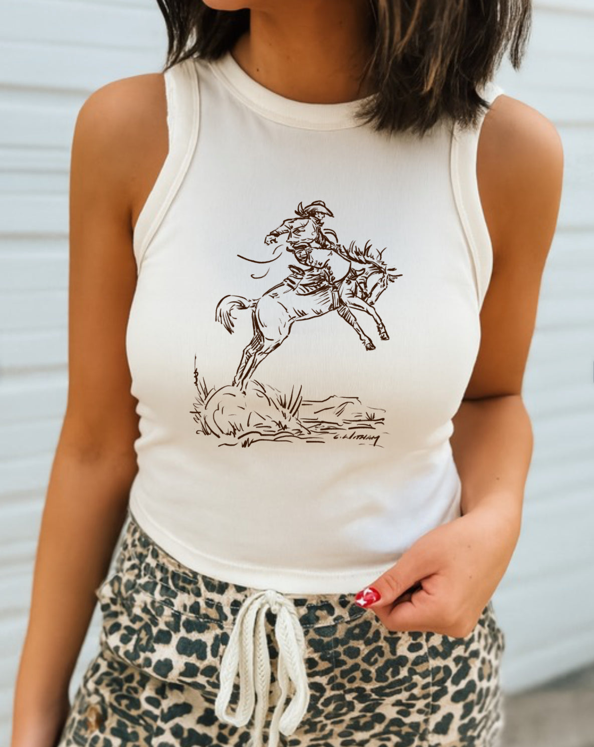Cody Freedom Sketch| Western Graphic Cropped Tank