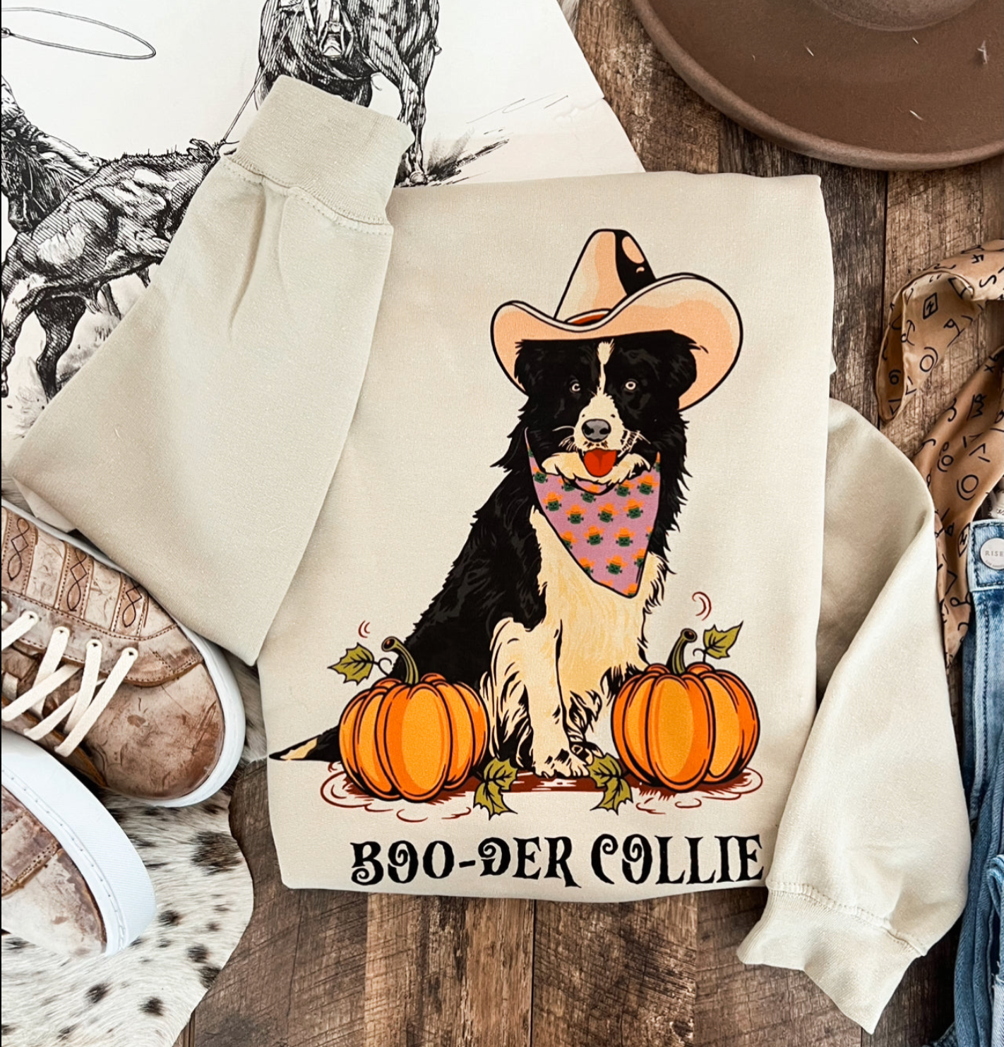 Boo-Der Collie Sweatshirt- Sand