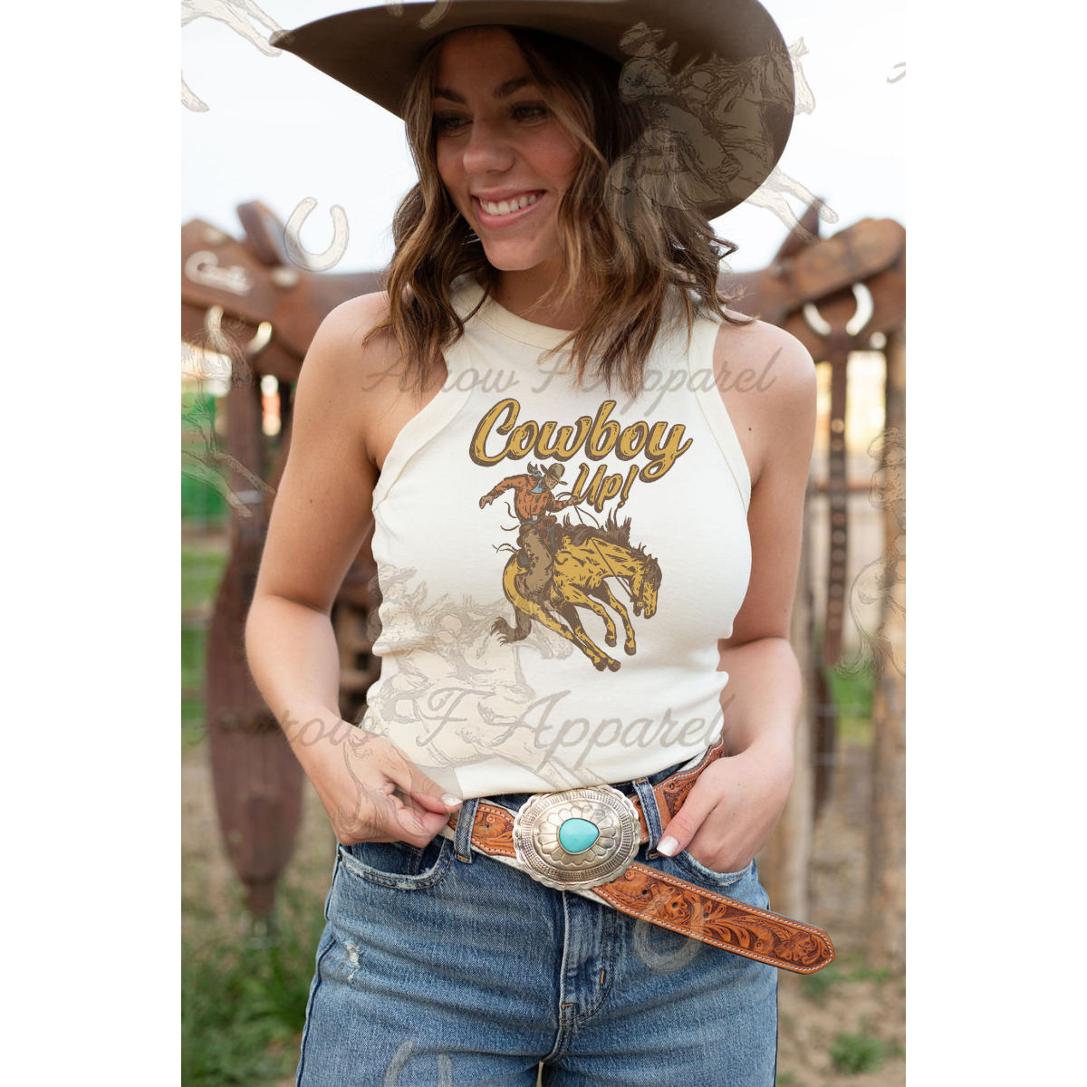 Cowboy Up| Western Graphic Cropped Tank