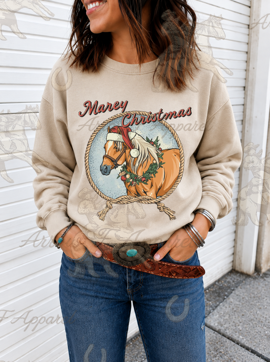 Marey Christmas Sweatshirt or Tee(Sand)