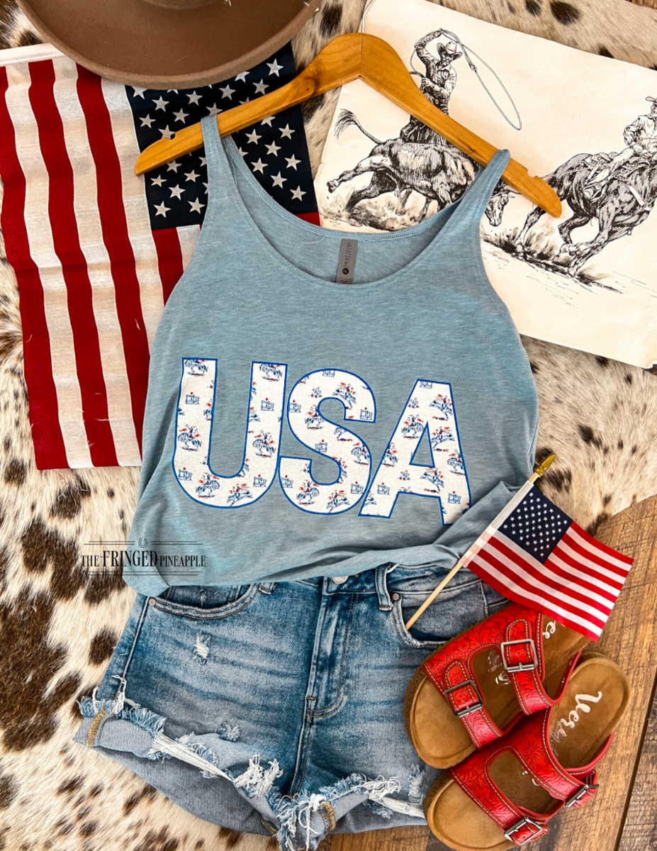Rodeo USA Cowgirl| Western Graphic Tank