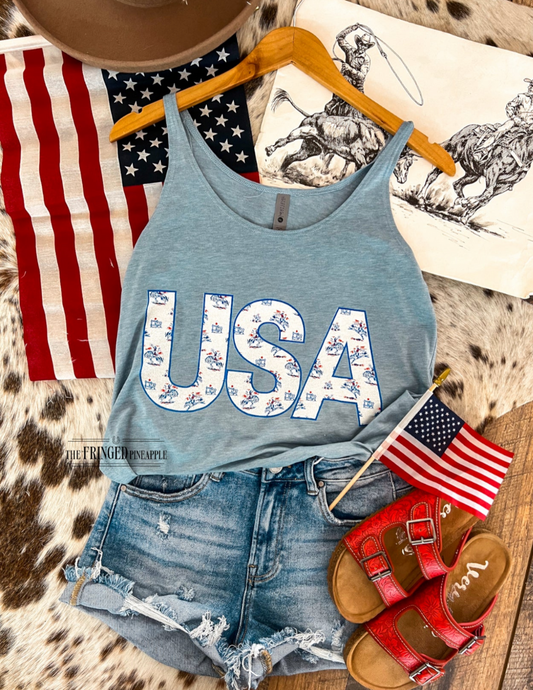 Rodeo USA Cowgirl| Western Graphic Tank