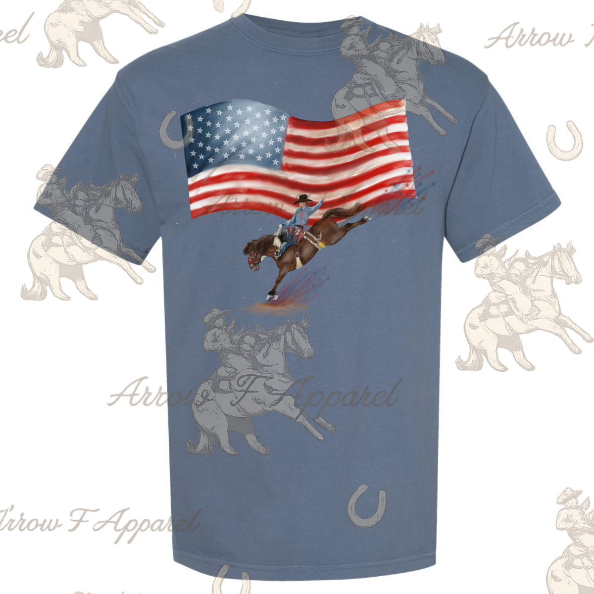 American Bronc Rider| Western Graphic Tee(Blue Jean/Pepper)