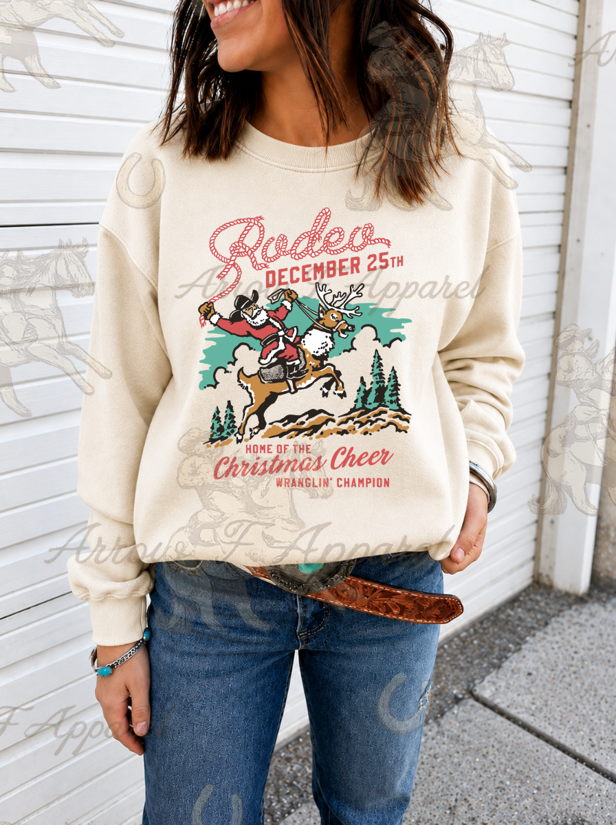 Rodeo Christmas Cheer Sweatshirt or Tee(Cream)