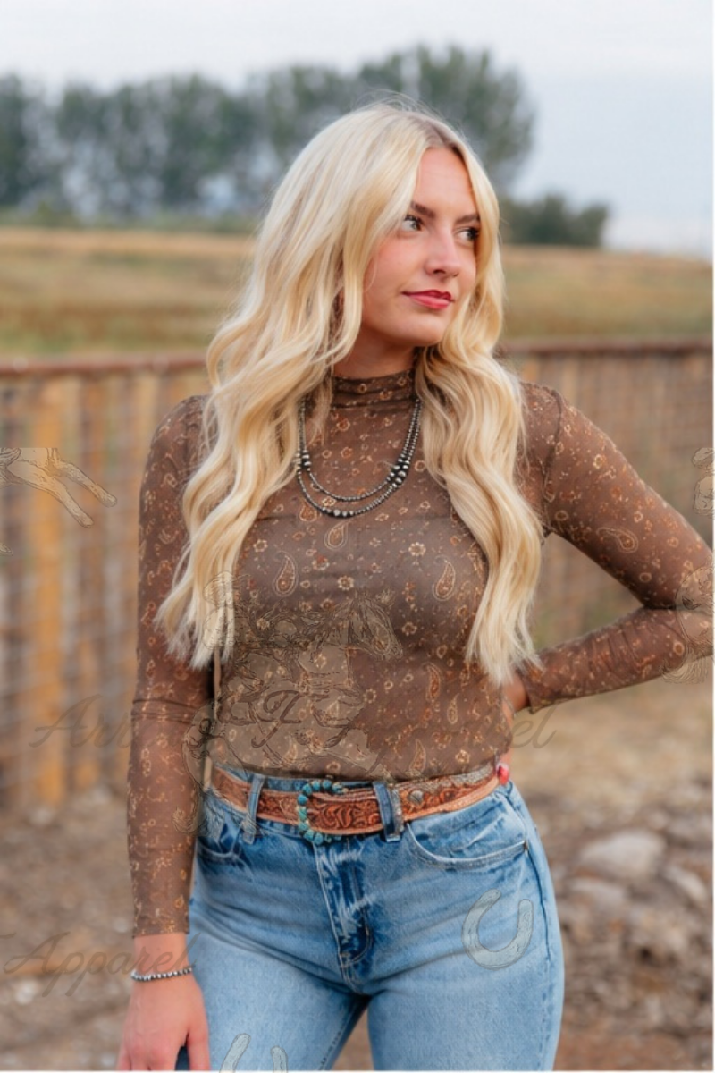 Brown  Boho Paisley Mesh | TFP 1222
