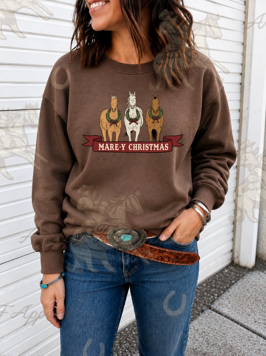 Marey Christmas Mares Sweatshirt or Tee(Cocoa)