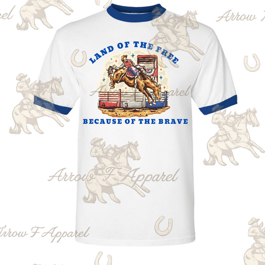 Land of the Free| Western Graphic Ringer Tee(blue)