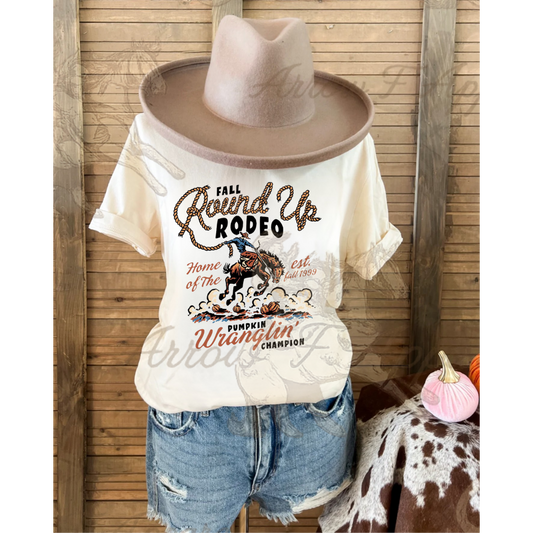 Fall Round Up Rodeo Tee (Cream)