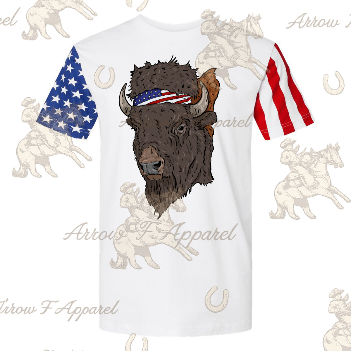 Patriotic Buffalo Flag| Western Graphic Tee