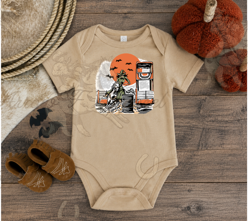 Barrel Racing Witch Onesie or Tee (Infant,Toddler,Youth)