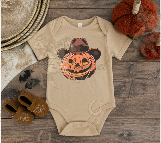Cowboy Pumpkin Onesie or Tee (Infant,Toddler,Youth)