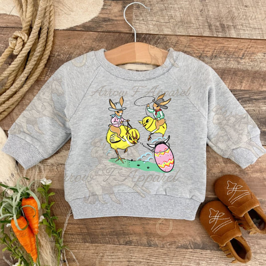 Easter Egg Rodeo| Western Graphic Sweatshirt(Grey)(Toddler/Youth)