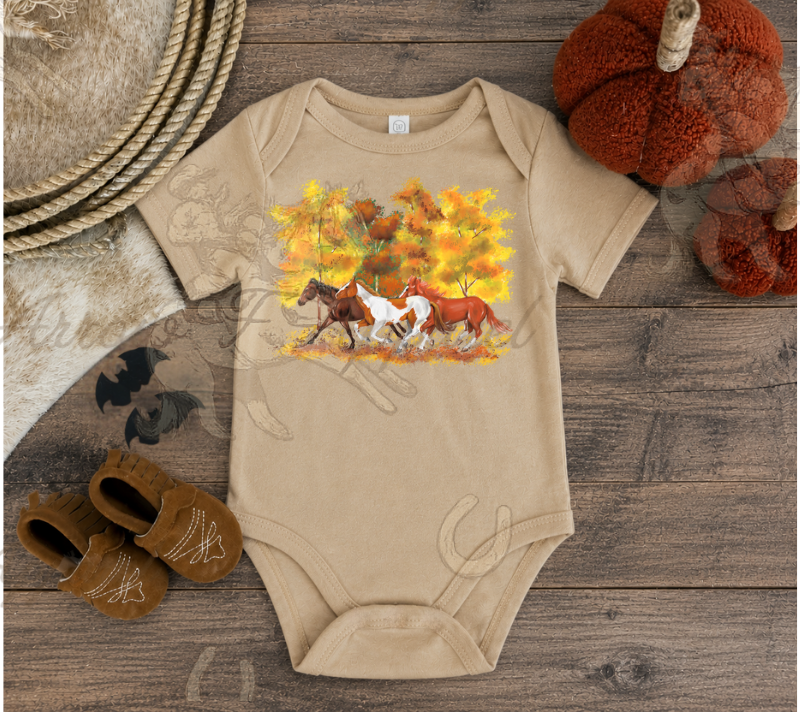 Fall Horses Onesie or Tee (Infant,Toddler,Youth)
