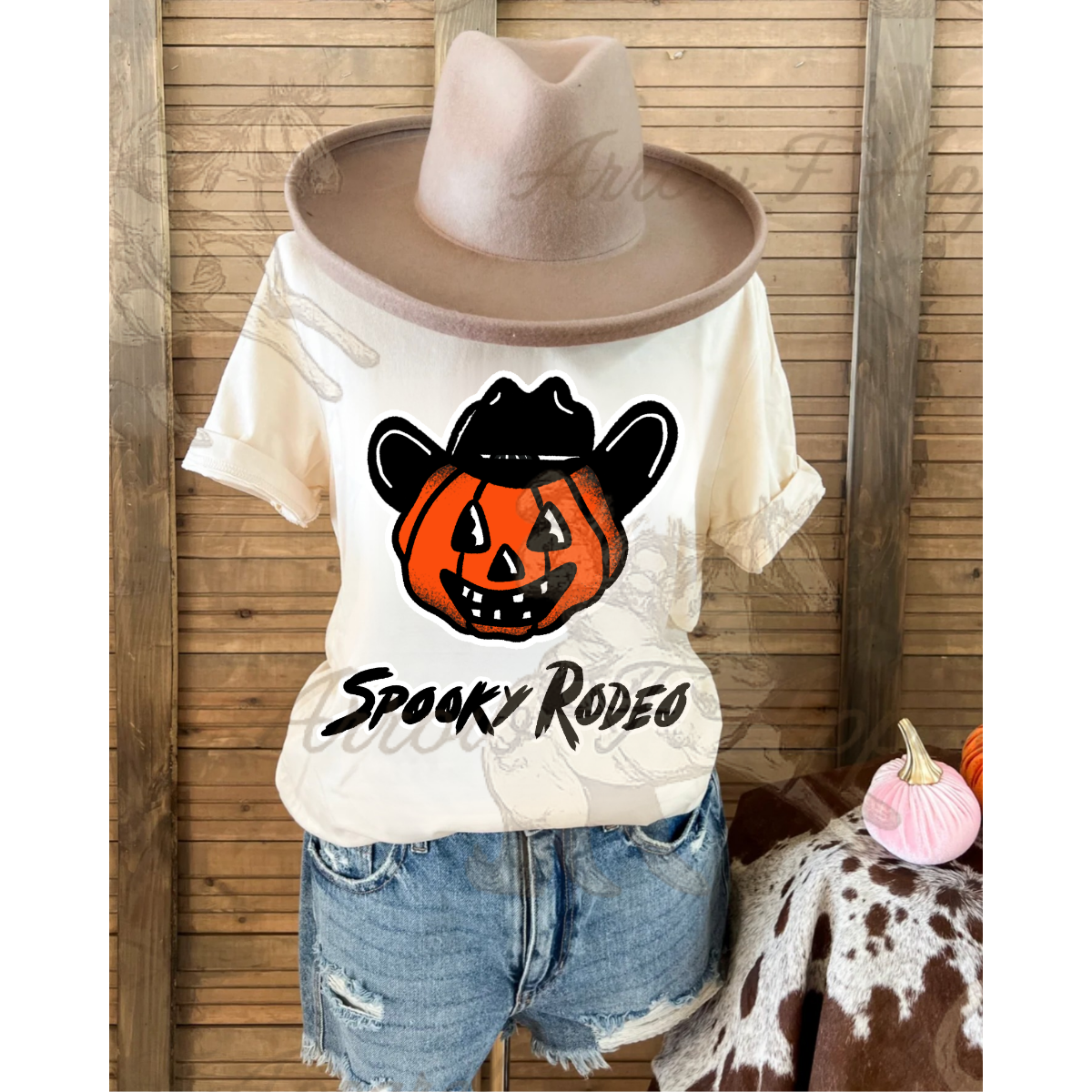 Spooky Rodeo Pumpkin Tee (Cream)