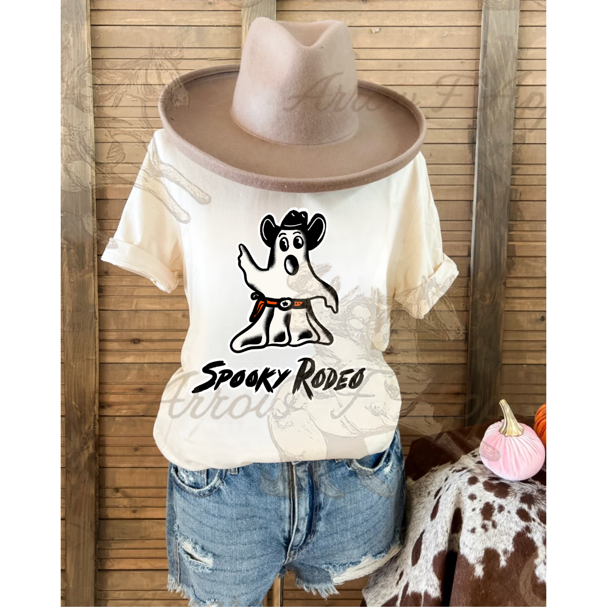 Spooky Rodeo Ghost Tee (Cream)
