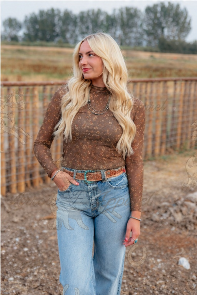 Brown  Boho Paisley Mesh | TFP 1222