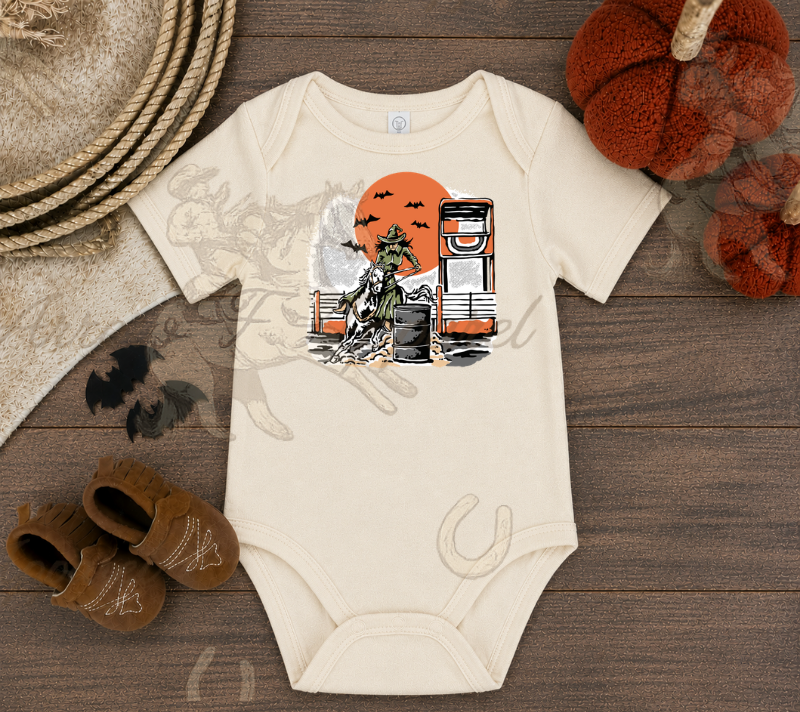 Barrel Racing Witch Onesie or Tee (Infant,Toddler,Youth)