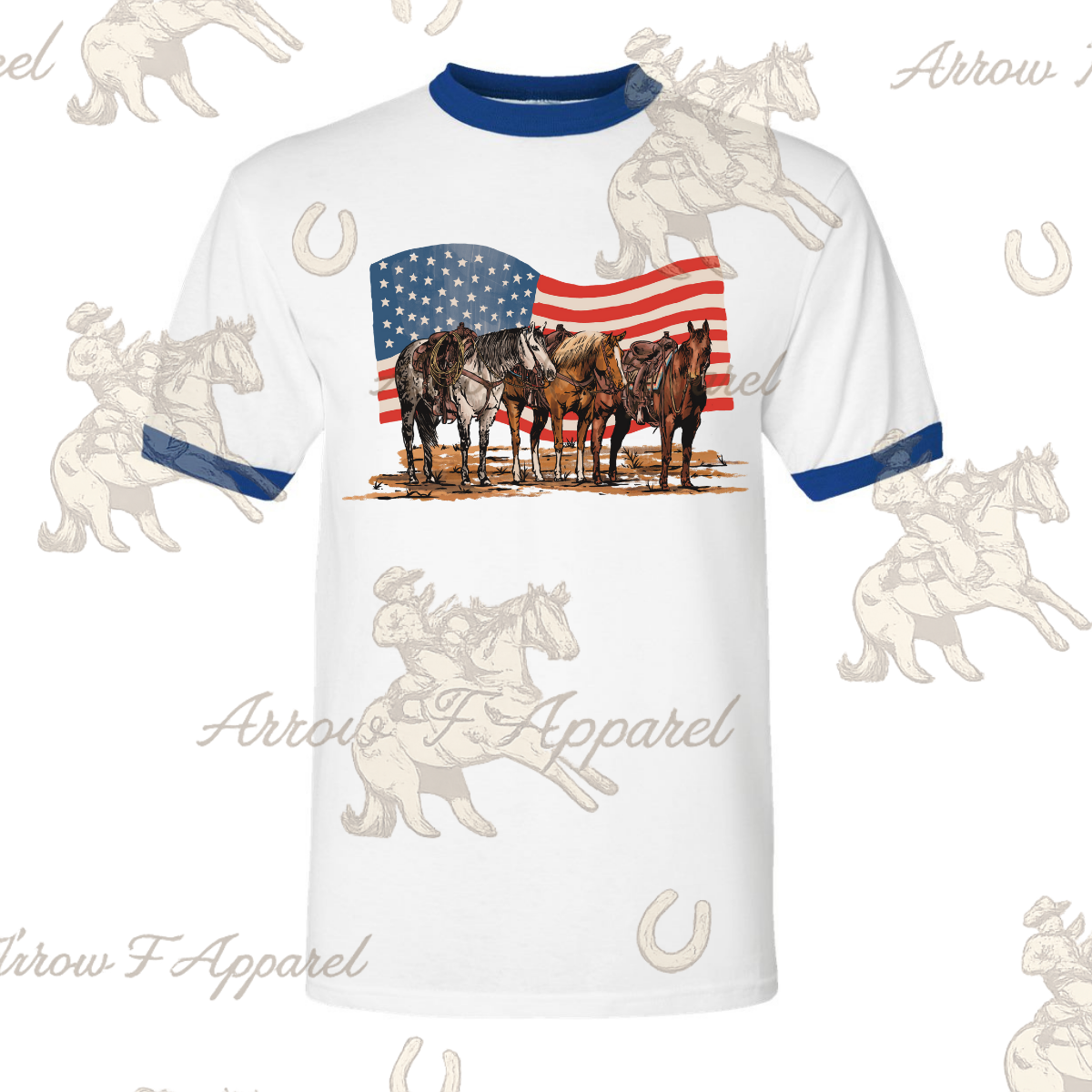 American Horse | Western Graphic Ringer Tee(blue)