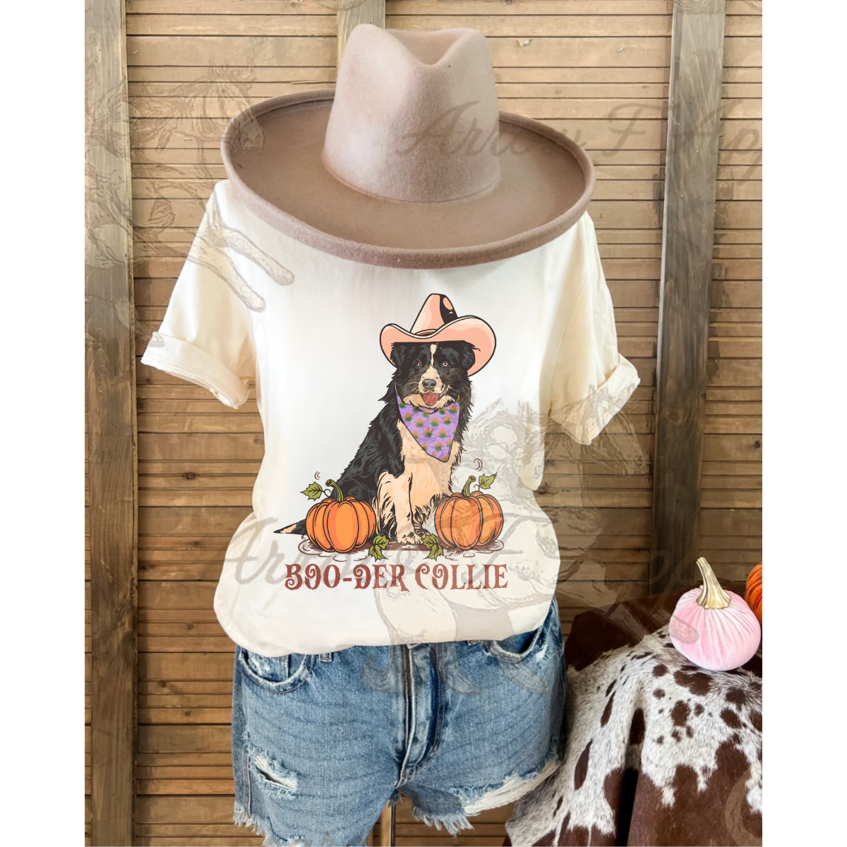 Boo-der collie  Tee (Cream)