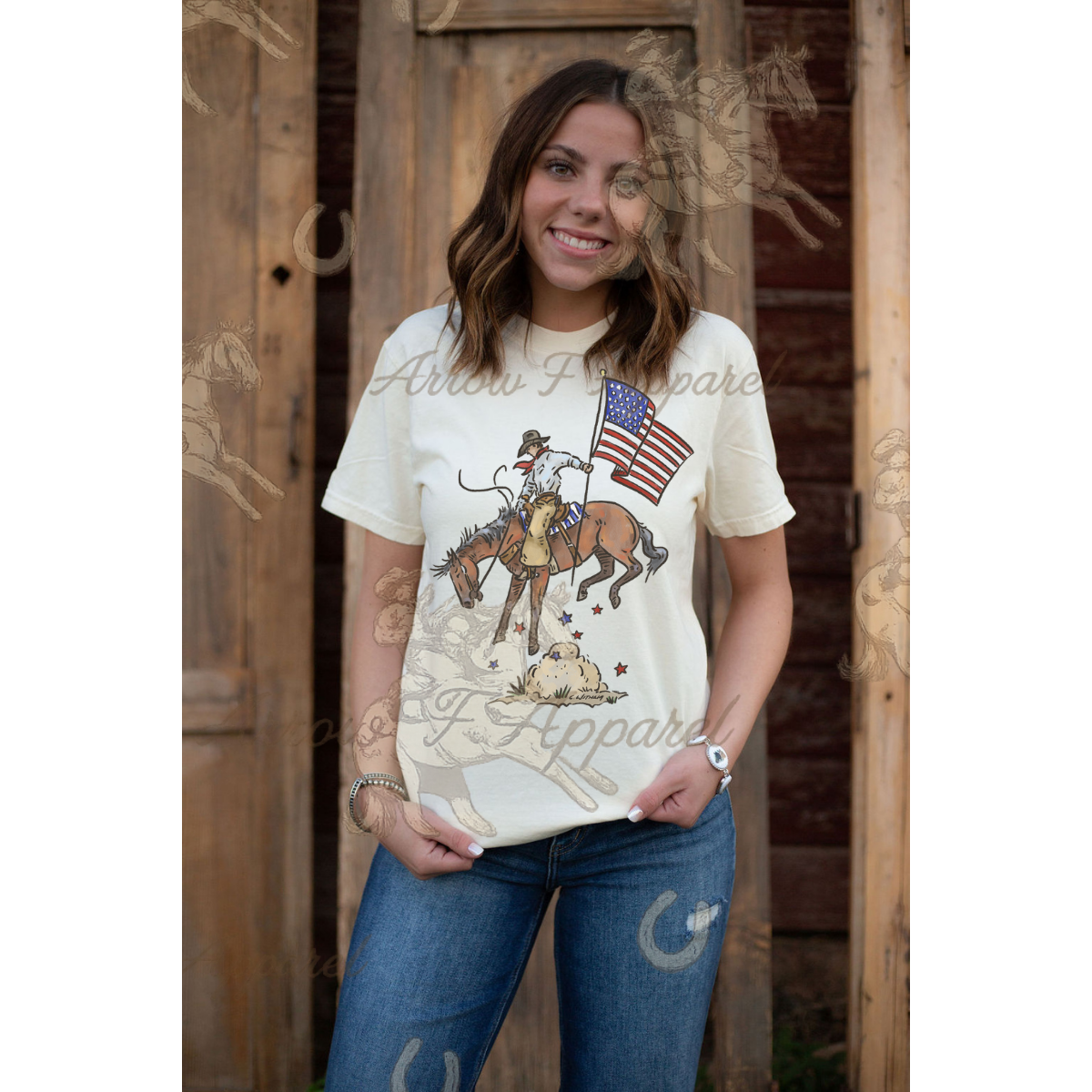 Stars Stripes & Saddle Bronc Rides| Western Graphic  Tee