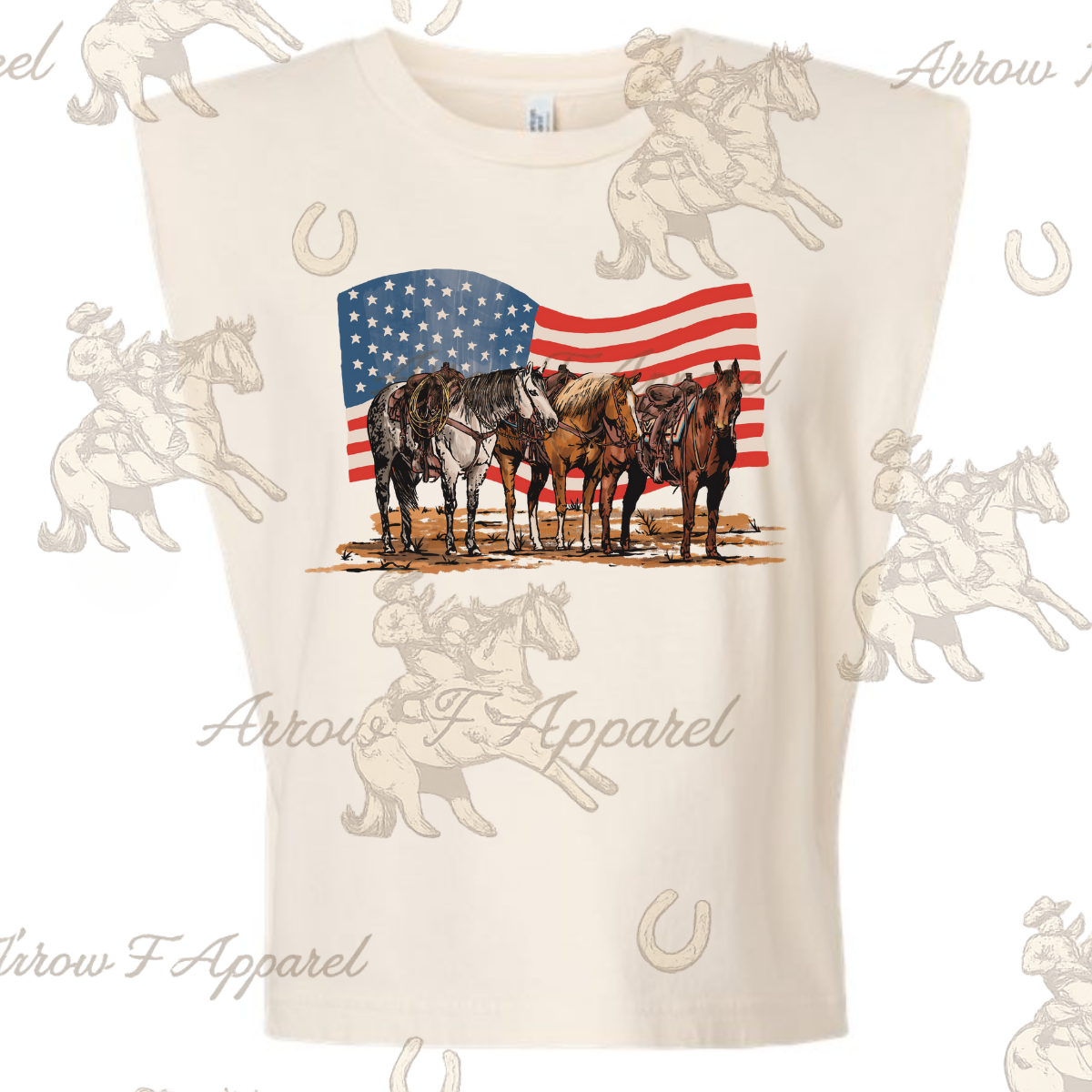 American Horse Muscle| Western Graphic Tank (Faded Cream)