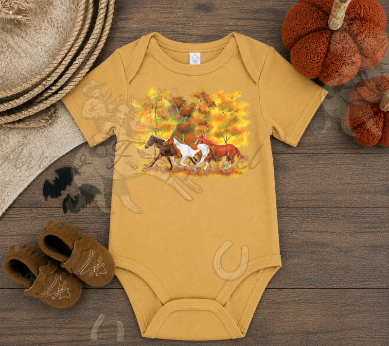 Fall Horses Onesie or Tee (Infant,Toddler,Youth)