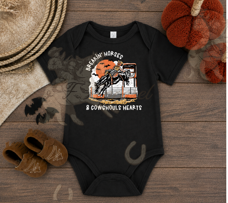 Breakin Horses & Cowghouls Hearts Onesie or Tee (Infant,Toddler,Youth)