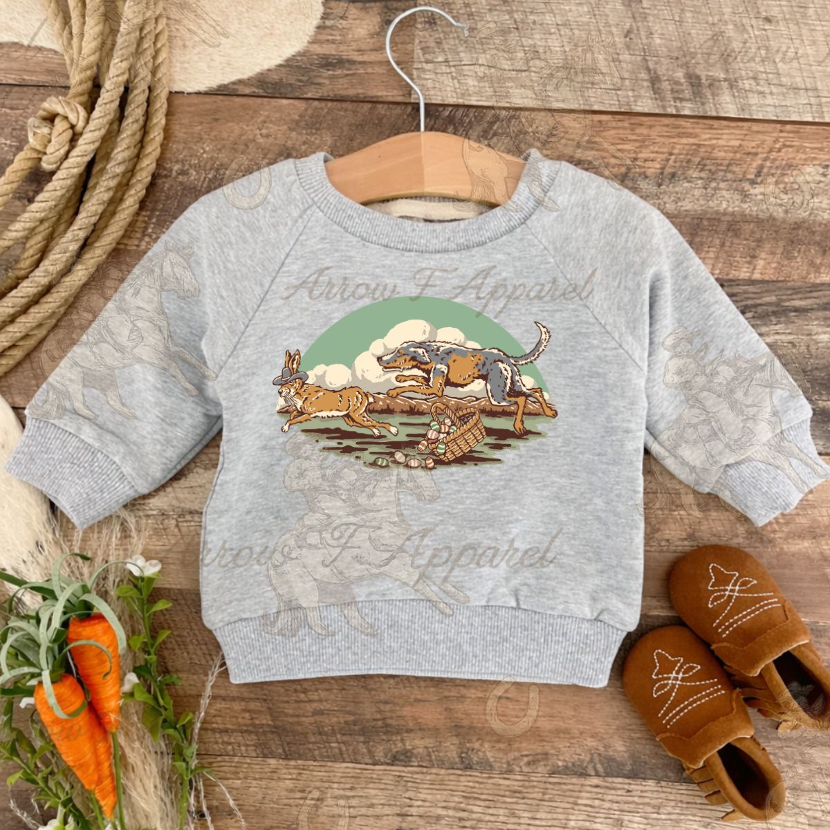 Bunny Chase| Western Graphic Sweatshirt(Grey)(Toddler/Youth)
