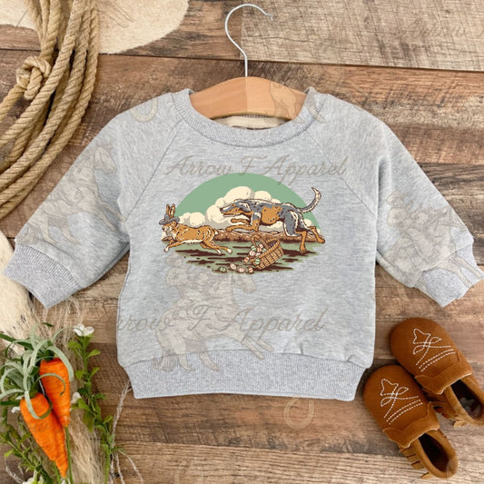 Bunny Chase| Western Graphic Sweatshirt(Grey)(Toddler/Youth)