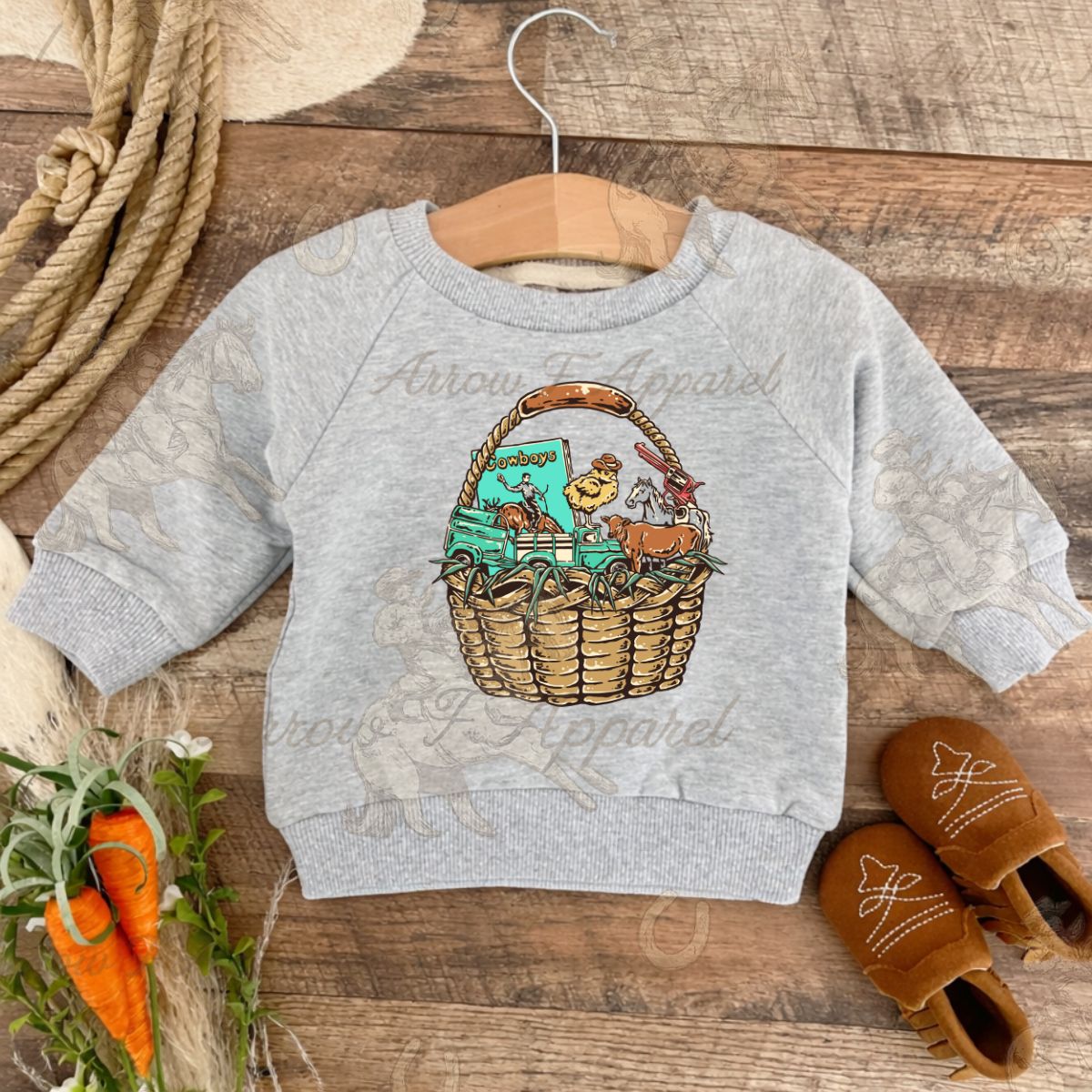 Easter Basket| Western Graphic Sweatshirt(Grey)(Toddler/Youth)