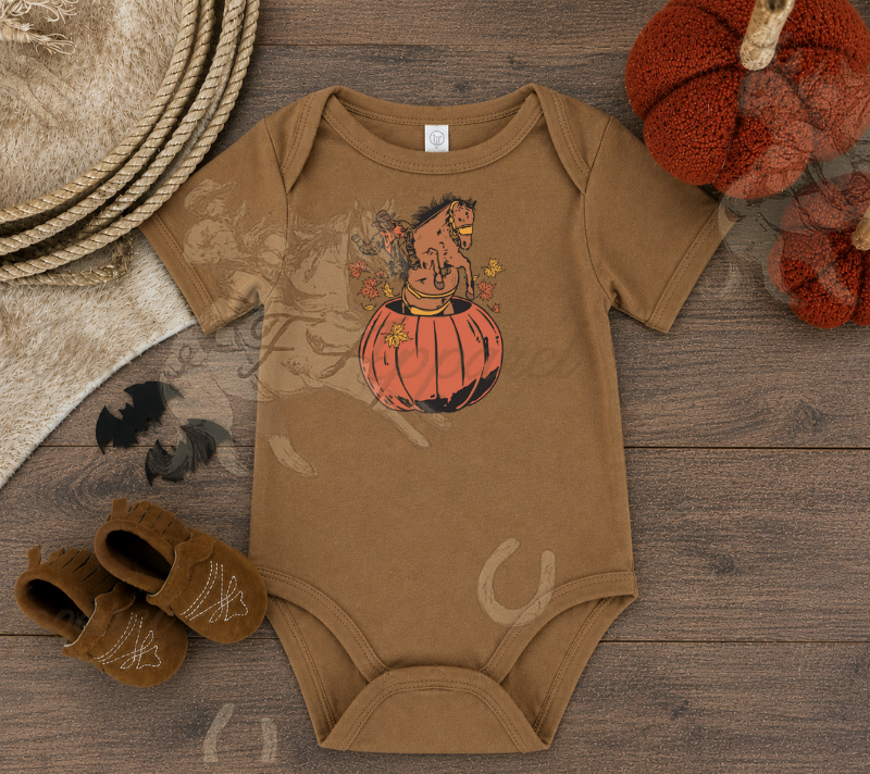 Fall Pumpkin Cowboy Onesie or Tee (Infant,Toddler,Youth)