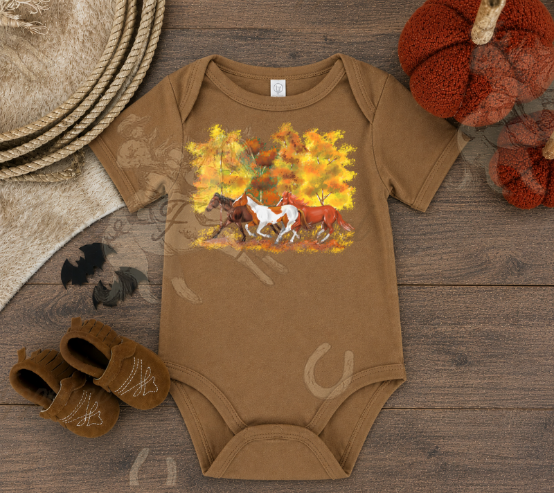 Fall Horses Onesie or Tee (Infant,Toddler,Youth)