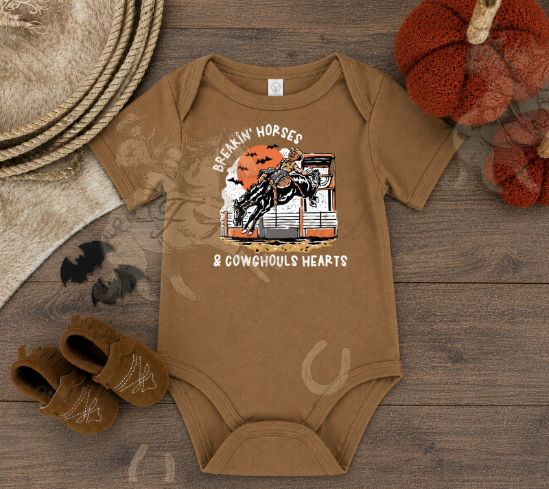 Breakin Horses & Cowghouls Hearts Onesie or Tee (Infant,Toddler,Youth)