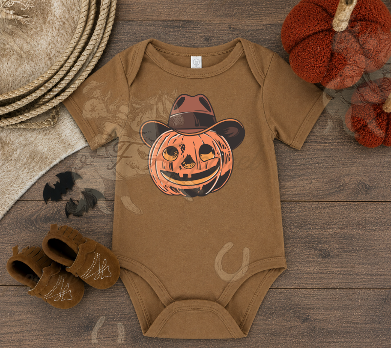 Cowboy Pumpkin Onesie or Tee (Infant,Toddler,Youth)