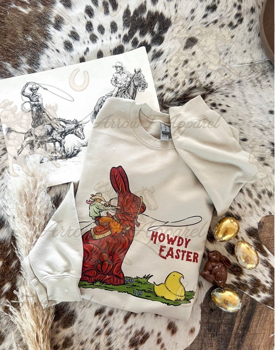 Howdy Easter| Western Graphic Tee or Sweatshirt(Sand)