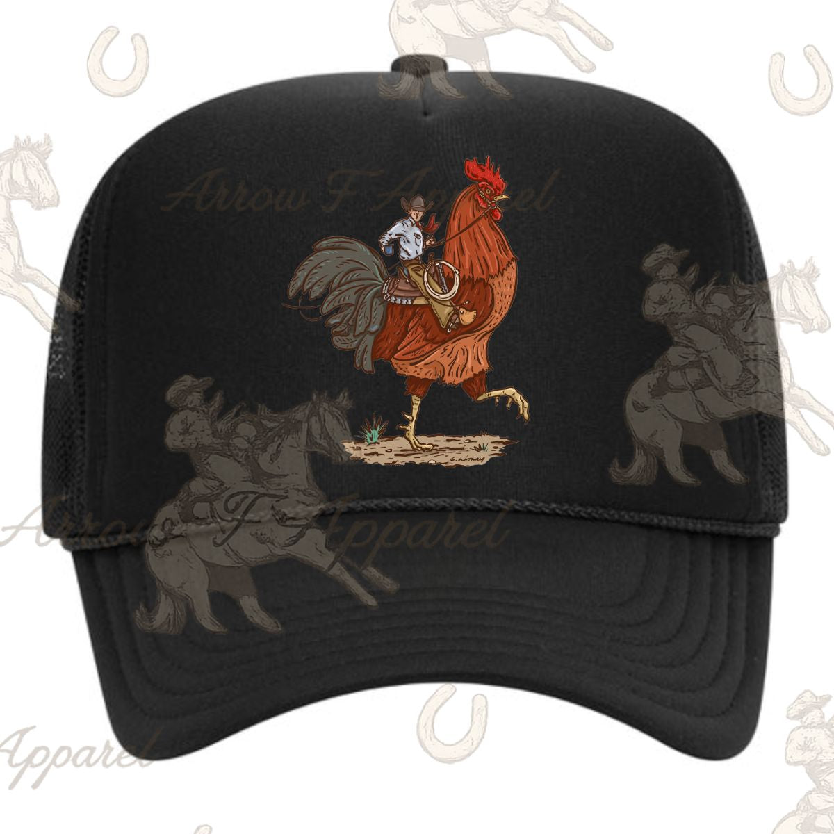 Cody Coffee Rooster Cowboy Trucker Hat