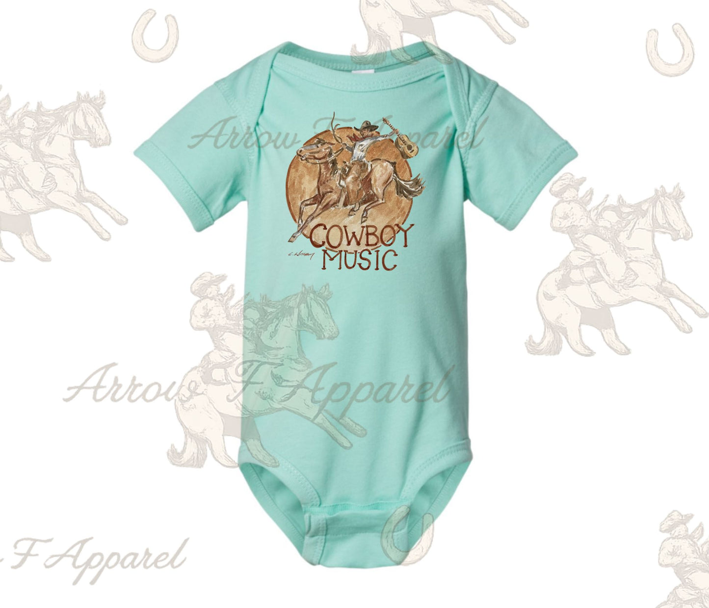 Cowboy Music Onesie or Tee (Infant,Toddler,Youth)
