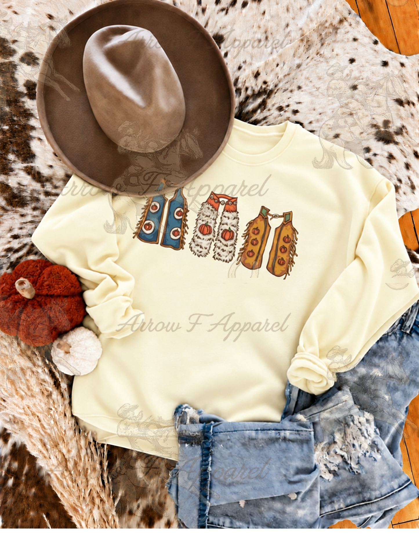 Fall Pumpkin Chaps Graphic Tee or Sweatshirt(Off-White)