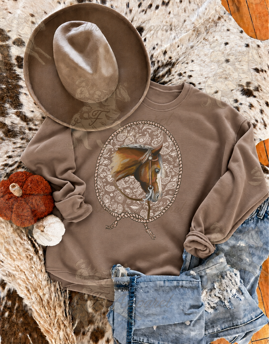 Fallen For Fall Simple Horse Graphic Tee or Sweatshirt(Brown Savanna)
