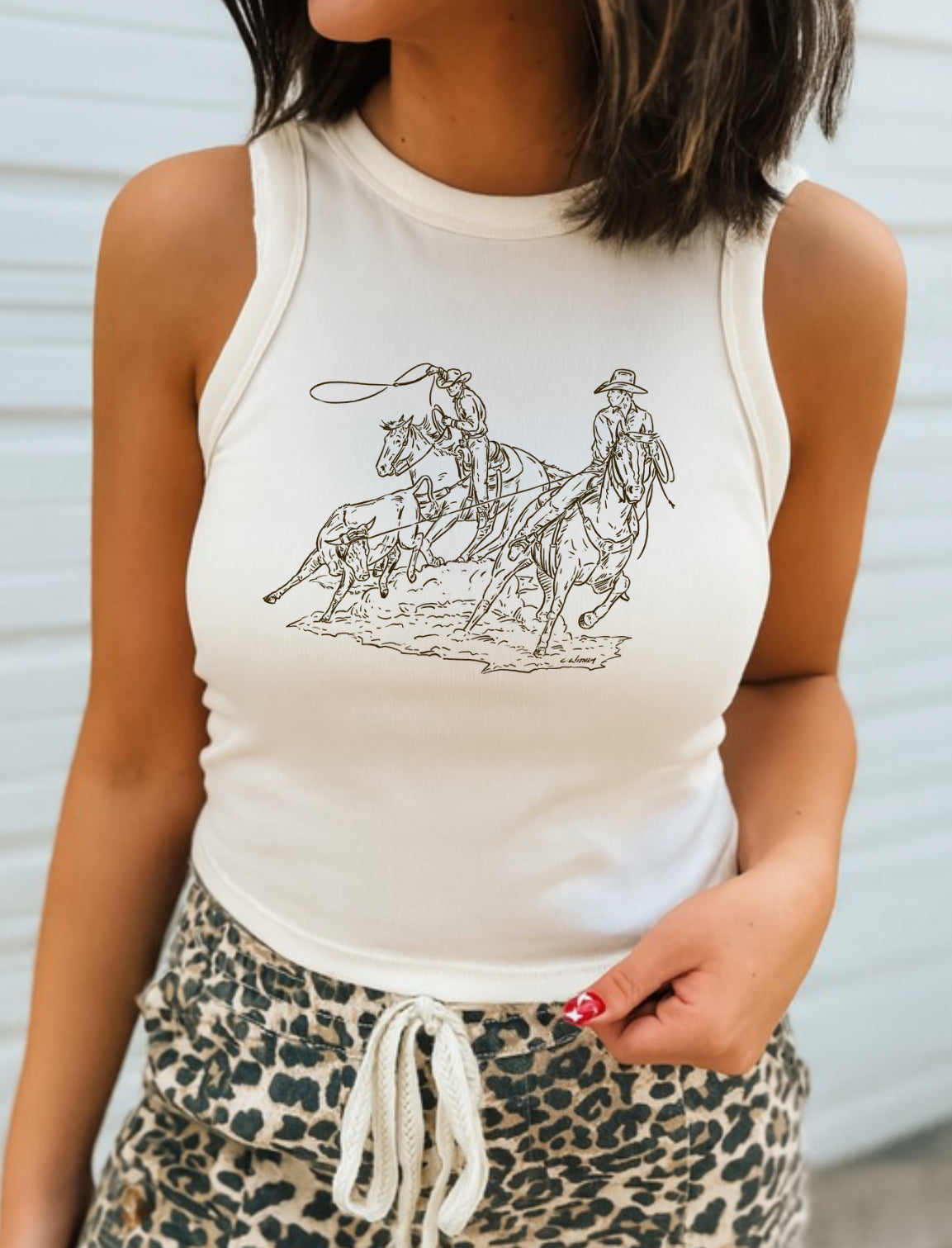 Cody Team Roper Sketch| Western Graphic  Cropped Tank