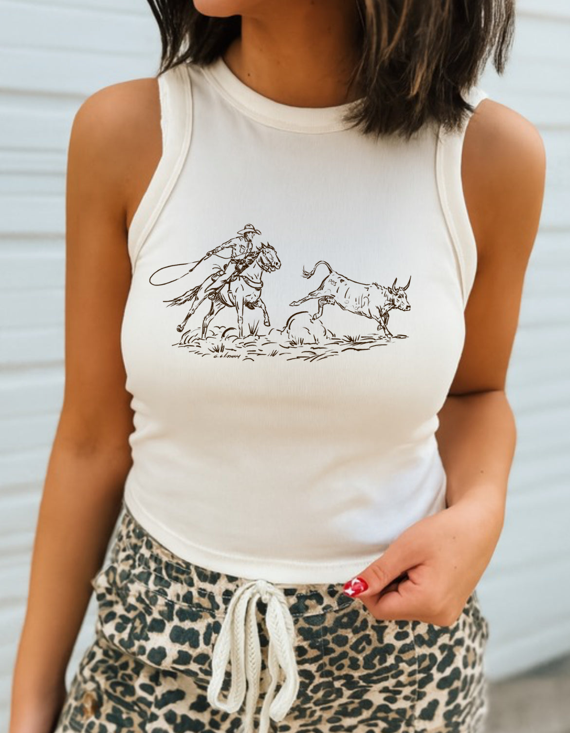 Cody Roper Sketch| Western Graphic  Cropped Tank