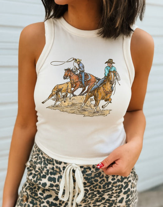 Cody Team Ropers| Western Graphic  Cropped Tank