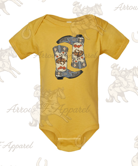 Bronc Pumpkin  Boots Onesie or Tee (Infant,Toddler,Youth)