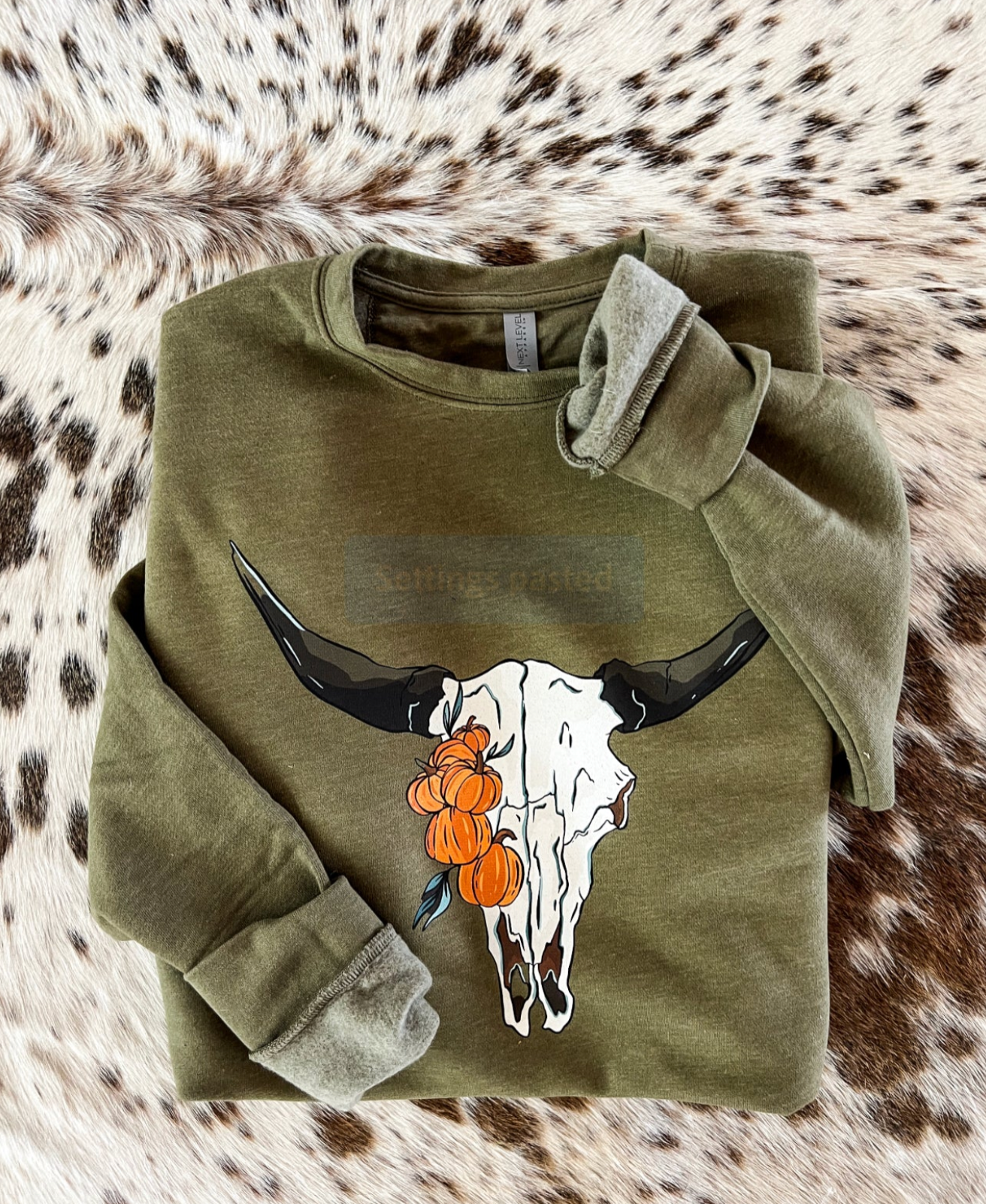 Pumpkin Bullskull Sweatshirt – Olive Mineral Wash