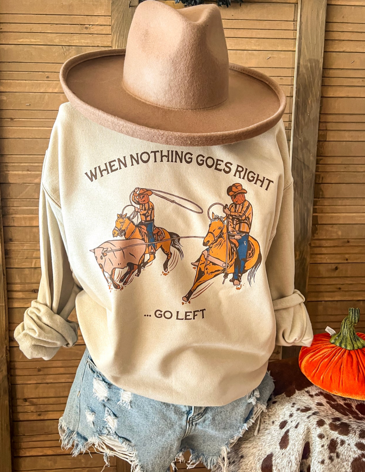 Pumpkin Team Ropers Sweatshirt- Sand